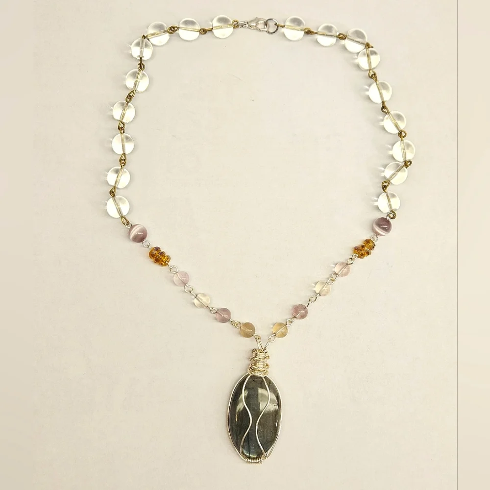 Handmade Wire Wrapped Labradorite beaded Necklace